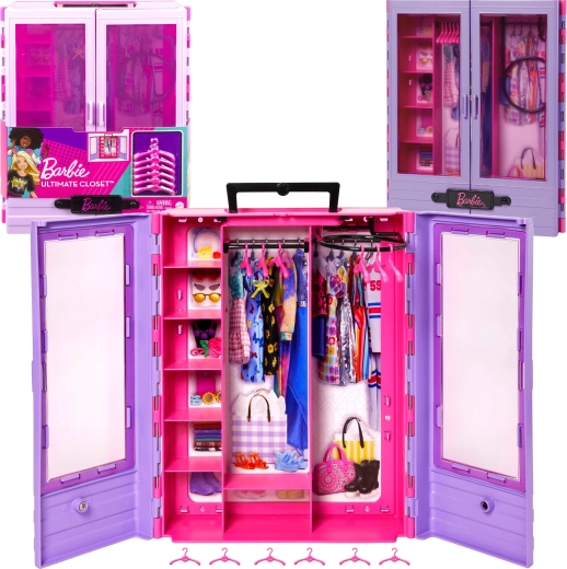 Duża garderoba Barbie Fashionistas na ubranka z wieszakami