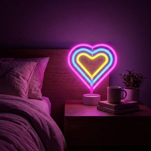 Kolorowa neonowa lampa LED w kształcie serca