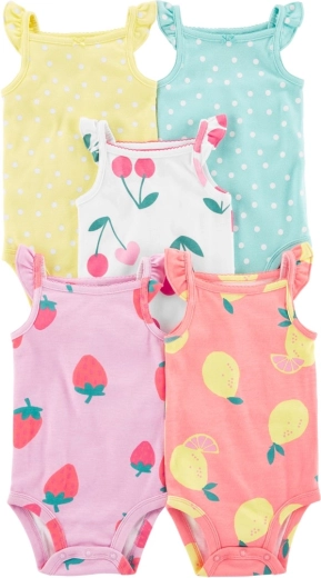 CARTER'S body na ramiączkach Dots Fruit dla dziewczynki, 5 szt. – NB/rozm. 56