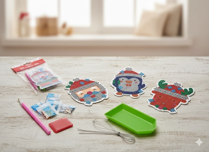 Świąteczny zestaw do malowania diamentowego DIY – mix ozdób