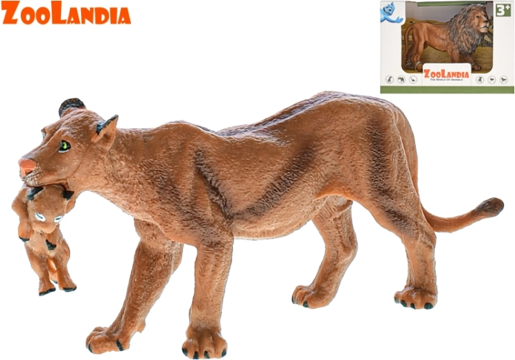 Plastowa figurka lwa lub lwicy z młodym ZOOLANDIA 13 cm
