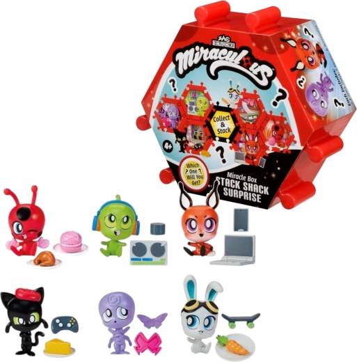 Miraculous Shack Stack Surprise – miniaturowy domek z figurką Kwami i akcesoriami – 1 sztuka