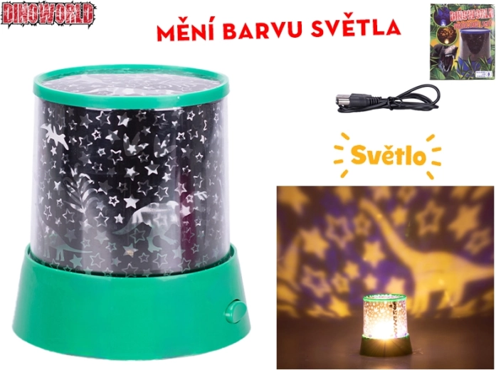 Dinoworld dziecięca lampka-projektor z dinozaurami, obrót 360° i zmieniające się kolory