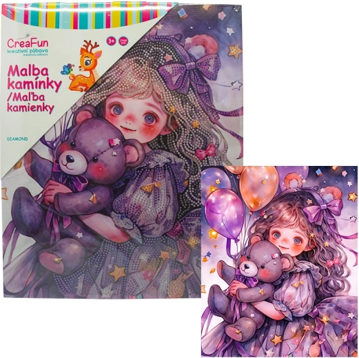 Diamentowe malowanie – urodzinowy miś 27 × 33 cm