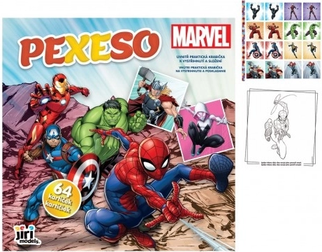 Pexeso w zeszycie MARVEL – 64 kart, 21,5 × 21,5 cm