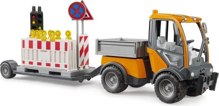 Bruder VarioCar z platformą i przyczepą do zabezpieczenia ruchu drogowego