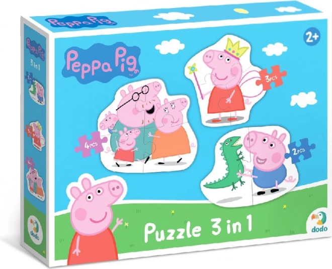 Puzzle Świnka Peppa – rodzina 3w1 (2, 3 i 4 elementy) DODO