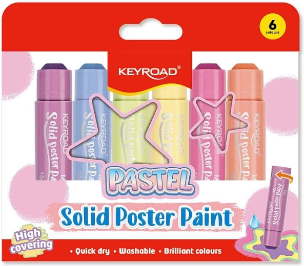 Kryjące farby temperowe w sztyfcie KEYROAD Pastel – zestaw 6 szt.
