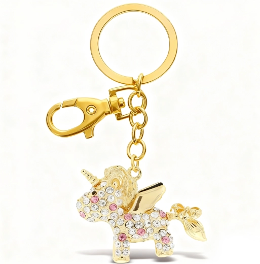 Złoty brelok do kluczy jednorożec