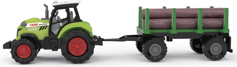 Rolniczy traktor z przyczepą do drewna z dźwiękami i światłami