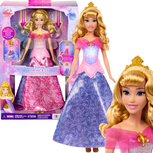 Mattel Disney Princess lalka Aurora z sukienką 2w1 ze zmianą koloru 30 cm