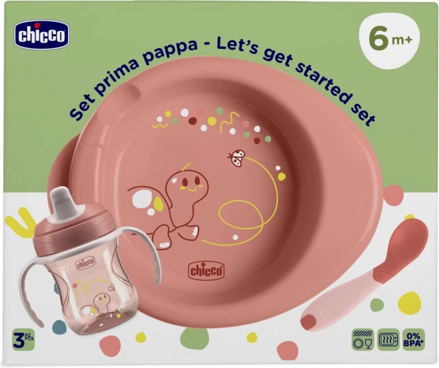 Chicco zestaw startowy do karmienia pink 6 m+