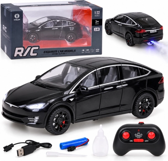 Samochód RC Tesla Model X w skali 1:22 z oświetleniem LED i efektem dymu