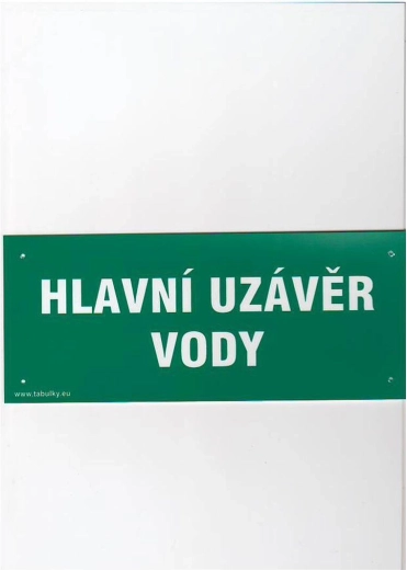 Tabliczka główny zawór wody plastik 210 × 87 mm