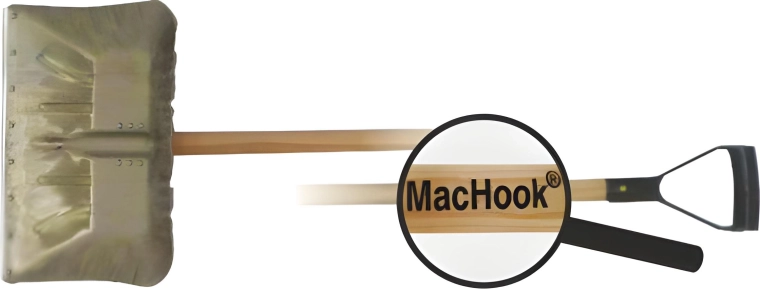 Aluminiowy pług do śniegu z drewnianym trzonkiem i uchwytem w kształcie Y