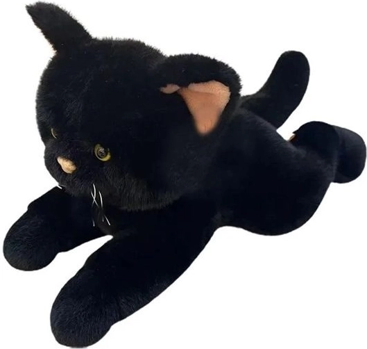 Pluszowy leżący kot czarny 45 cm