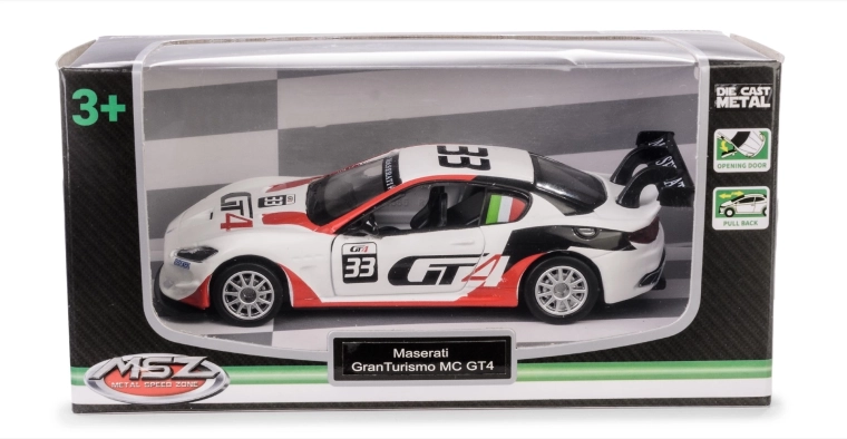 Model samochodu Maserati GranTurismo MC GT4 1:43 z napędem pull-back