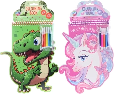 Dziecięce kolorowanki z flamastrami i naklejkami – dinozaur lub jednorożec