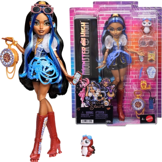 Monster High Robecca Steam lalka 28 cm z akcesoriami i zwierzakiem