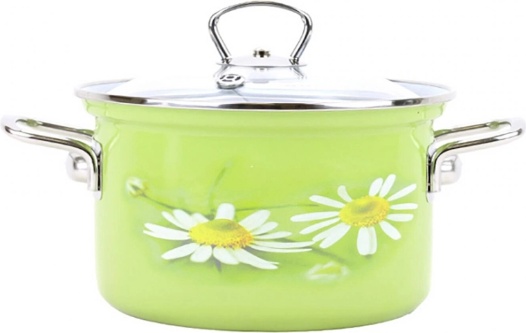 Emaliowany garnek BELIS DAISY 20 cm ze szklaną pokrywką, 3,6 l