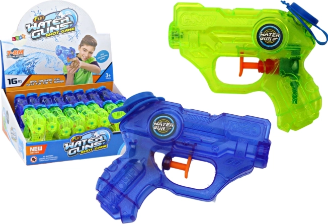 Mini pistolet wodny zielono-niebieski z zasięgiem 7-8 m