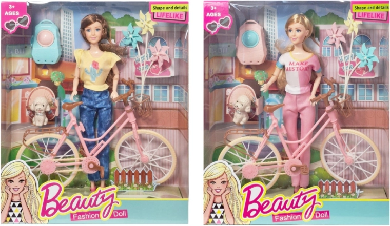 Lalka z rowerem i akcesoriami