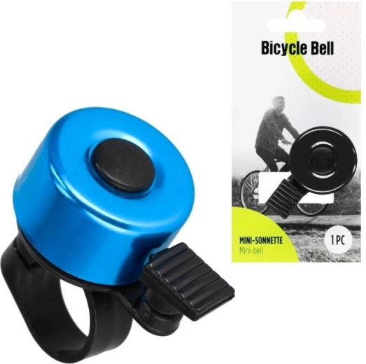 Metalowy dzwonek rowerowy mini (niebieski lub czarny) - 1 sztuka