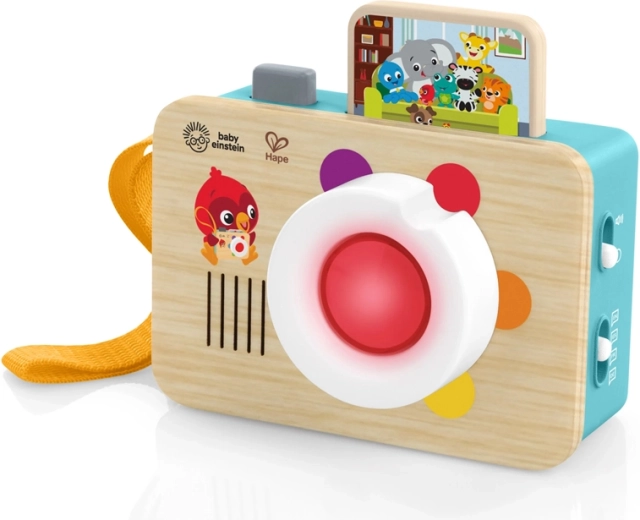 Interaktywny drewniany aparat fotograficzny dla dzieci BABY EINSTEIN x HAPE, światła i dźwięki, 6m+