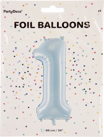 Foliowy balon cyfra 1 niebieski 86 cm
