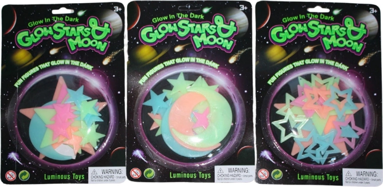 Świecąca plastikowa dekoracja księżyc i gwiazdy color