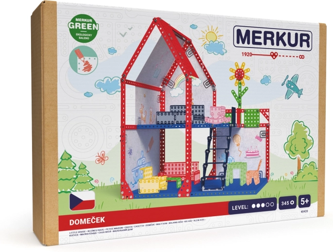 Merkur metalowy domek dla lalek, 345 elementów (39 × 34 × 25 cm)