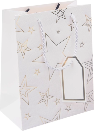 Biała papierowa torba prezentowa z motywem gwiazdy 18 × 10 × 23 cm