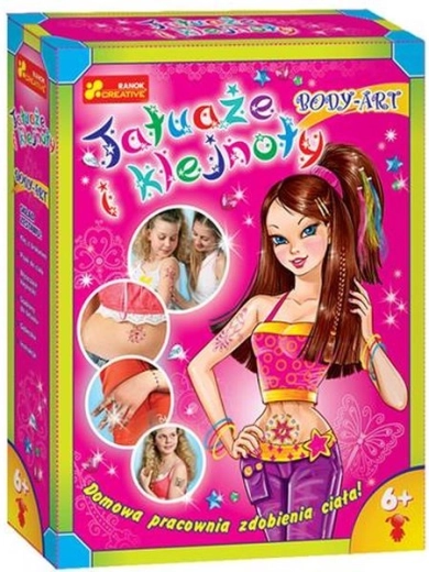 Kreatywny zestaw body art – tatuaże brokatowe i błyszczące kamyczki
