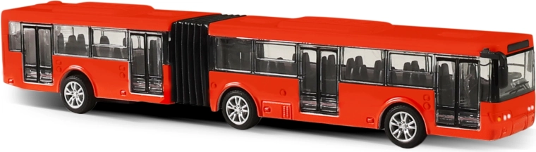 Metalowy przegubowy autobus miejski – czerwony, 18 cm
