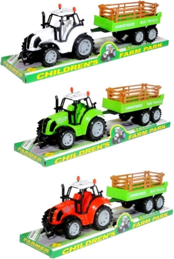 Plastikowy traktor z przyczepą - 1 sztuka