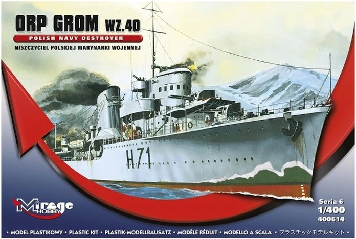 Mirage modelarska zestaw do sklejania okrętu ORP Grom WZ40 S06
