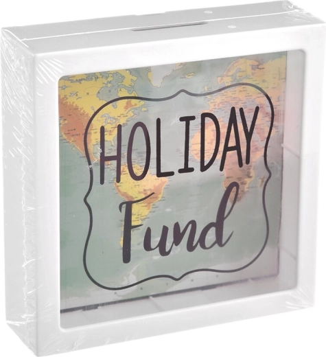 Skarbonka z tworzywa (UH) z motywem mapy Holiday 15 × 5 × 15 cm