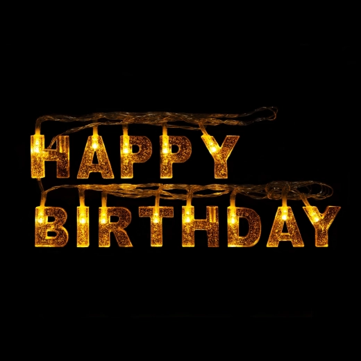 Urodzinowy łańcuch świetlny LED Happy Birthday, 13 LED, 2 m