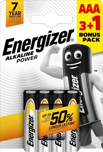 Alkaliczne baterie AAA Energizer Alkaline Power 3+1 gratis