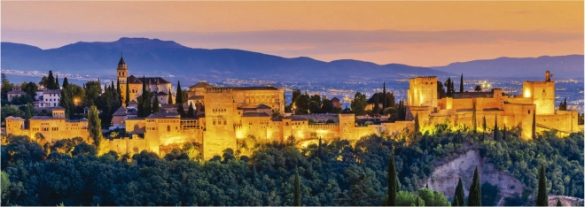 Panoramiczne puzzle Zachód słońca Alhambra, Granada 1000 elementów