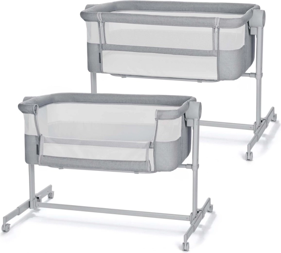 Kinderkraft Nestee Up 2 łóżeczko dostawne 2 w 1 full light grey