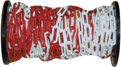 Plastowy łańcuch bezpieczeństwa czerwono-biały 30 m