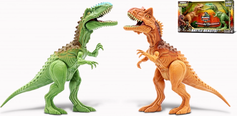 Primal Clash! Zestaw bitwy Dino Carnotaurus vs Gigantosaurus, figurki 21 cm