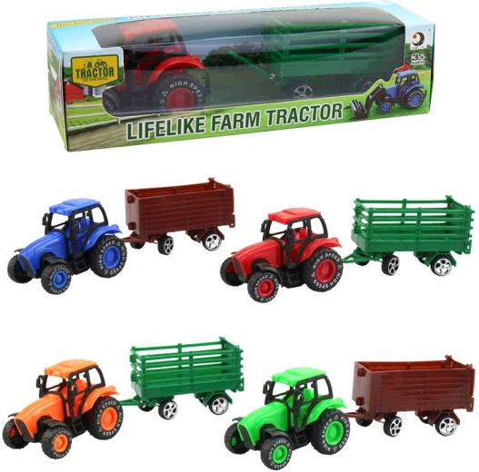 Traktor rolniczy z przyczepą 9 cm w pudełku - 1 sztuka