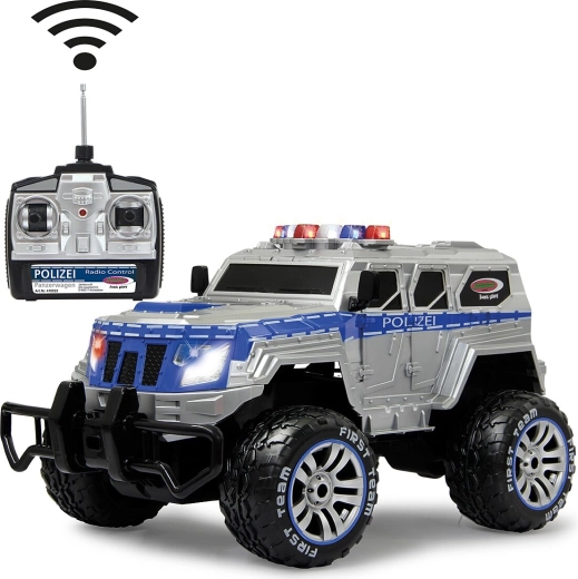 Jamara policyjny opancerzony monster truck zdalnie sterowany 1:12 27 MHz z LED, akumulatorem i ładowarką