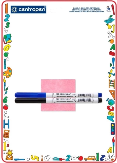 Centropen zmazywalna tablica A4 dwustronna z markerami