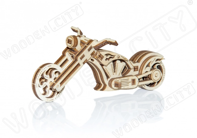Drewniane puzzle 3D motocykl CHOPPER – mini model, 22 elementów