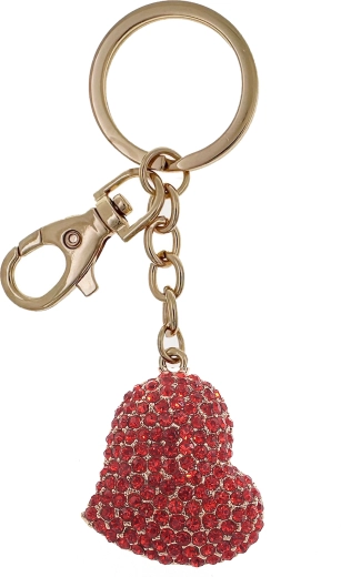 Złoty brelok do kluczy z czerwonym sercem