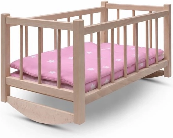 Drewniane łóżeczko/kołyska dla lalek Baby Mix Stars Pink - 1 sztuka