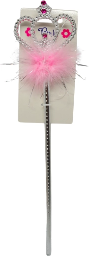 Plastowa magiczna różdżka z różowym piórkiem dla małych księżniczek